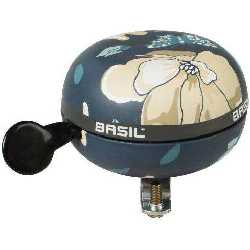 Basil Magnolia Big Bell fietsbel met ø80mm, helder geluid, ronde vorm en messing afwerking voor fietsen en scooters
