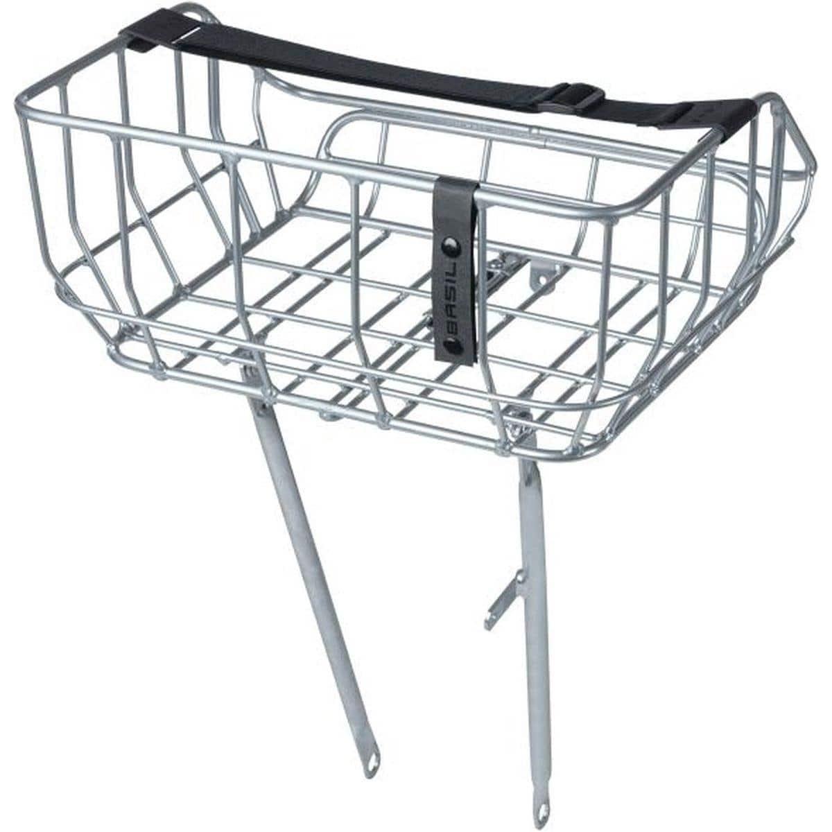 Basil Portland fietsmand vooraan, 25 liter, afmetingen 43x36x22 cm, gemaakt van stevig materiaal, voor fietsaccessoires.