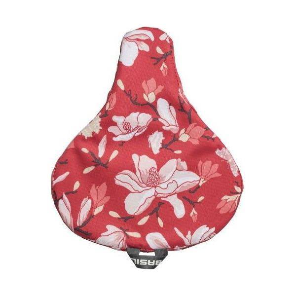 Basil Magnolia zadeldek van 28x24x1 cm, rood, zacht zadelhoes voor comfort en bescherming tijdens het fietsen.