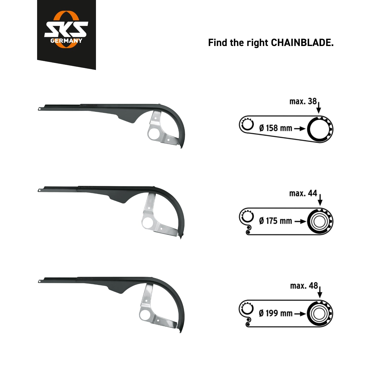 Zwarte SKS kettingscherm voor 26/28 inch kettingbladen, beschermt en voorkomt vuil op de fiets.