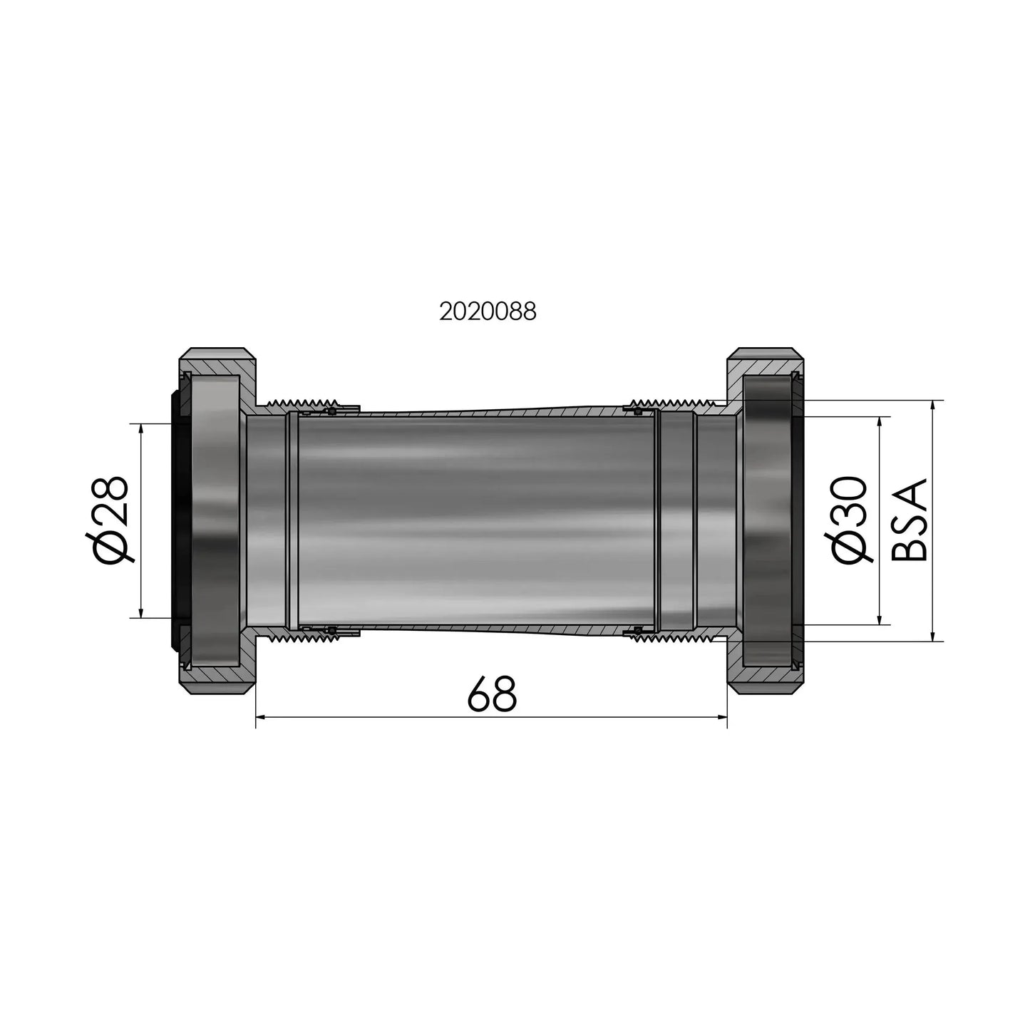 Elvedes Trapas Thread Fit Bsa Voor Praxis Road / Mtb 68-73 Mm - Le Coq Wielerartikelen