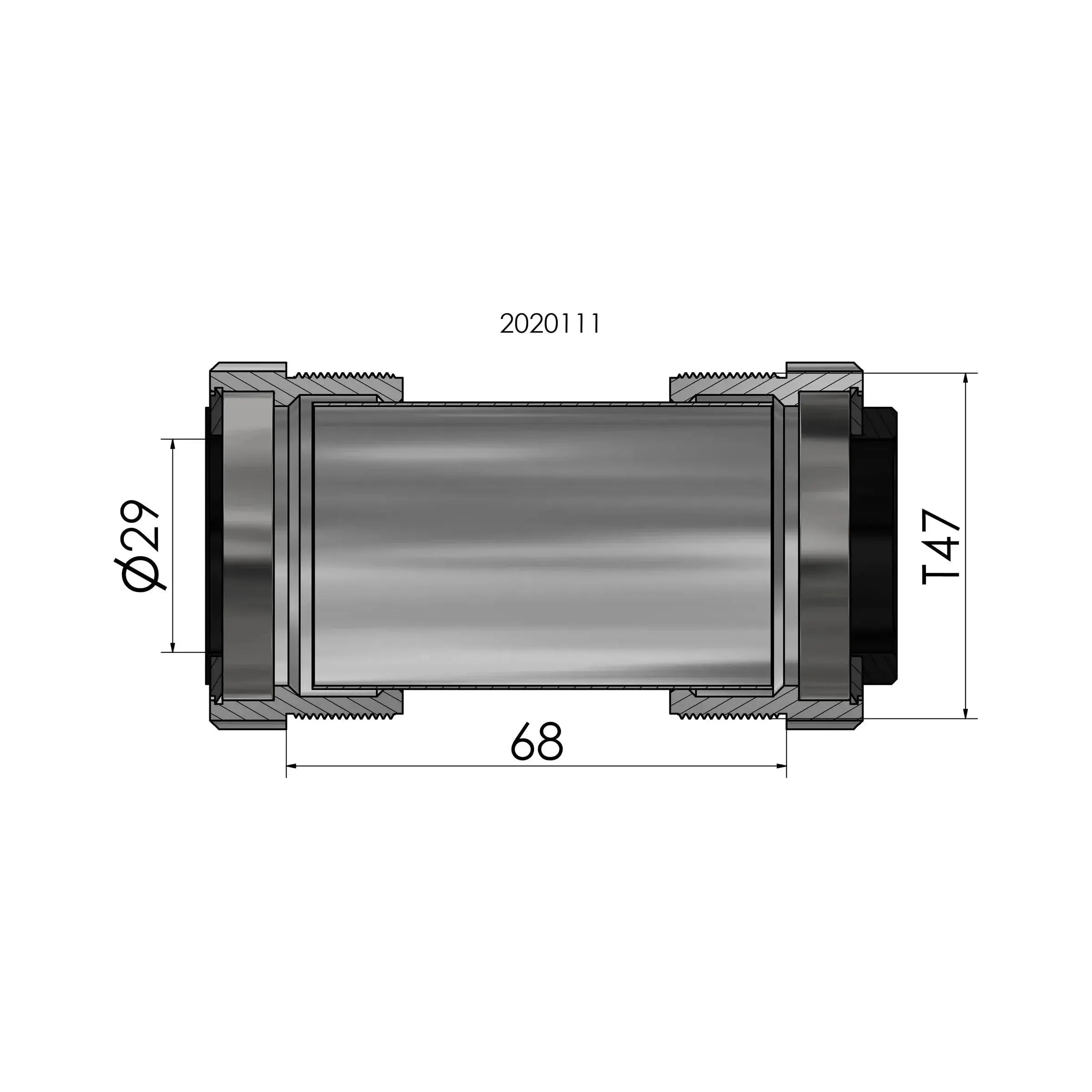 Elvedes Trapas Cupset Threatfit T47 DUB 68mm - Zwart - Le Coq Wielerartikelen