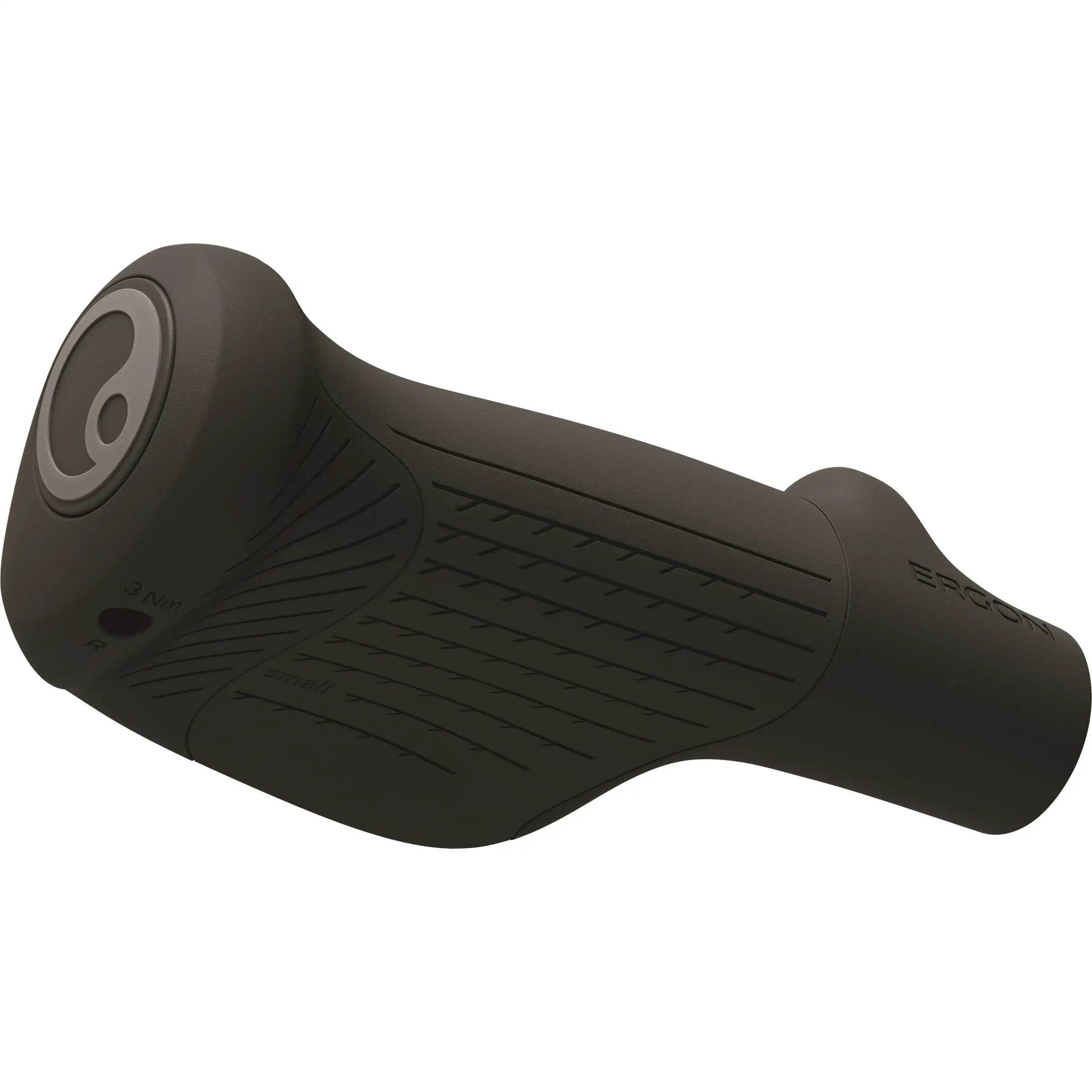 Ergon GT1 handvatten voor fiets, zwart rubber met ergonomische vorm en zachte grip, zichtbaar op de afbeelding.
