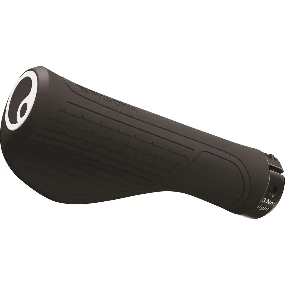 Ergon Gs1-L Evo handvatten voor mountainbikes, zwart en ergonomisch ontworpen voor comfortabel rijgedrag.