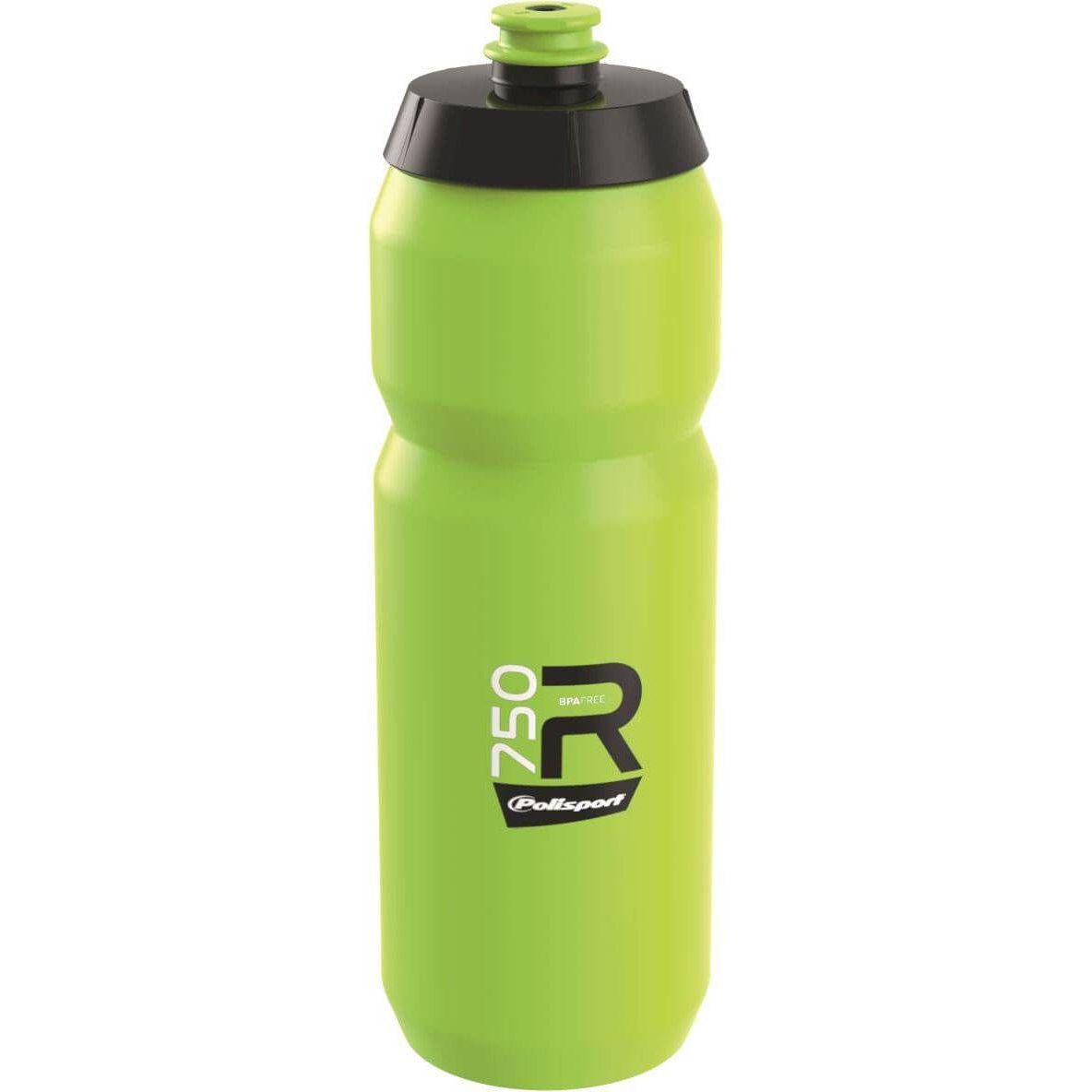 Polisport Bidon R750, oranje waterfles voor fietsen met drinkkraan en stevige grip, op een witte achtergrond.