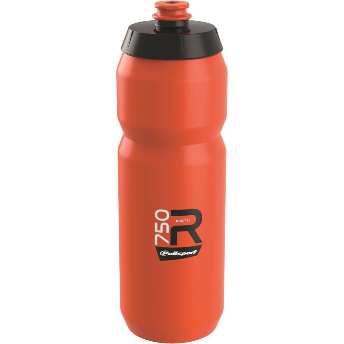 Polisport Bidon R750, zwart en rood, sportieve fietsbidon met soepele drinktuit en anti-lek sluiting voor mountainbiken.