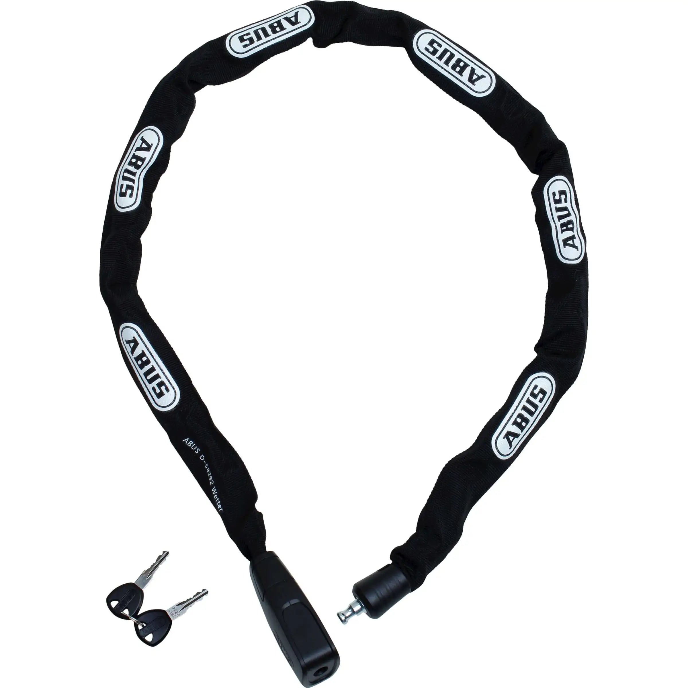Abus Citychain 6800 kettingslot met 110 cm lang en 6 mm dik, inclusief textielhoes, zichtbaar in de afbeelding.
