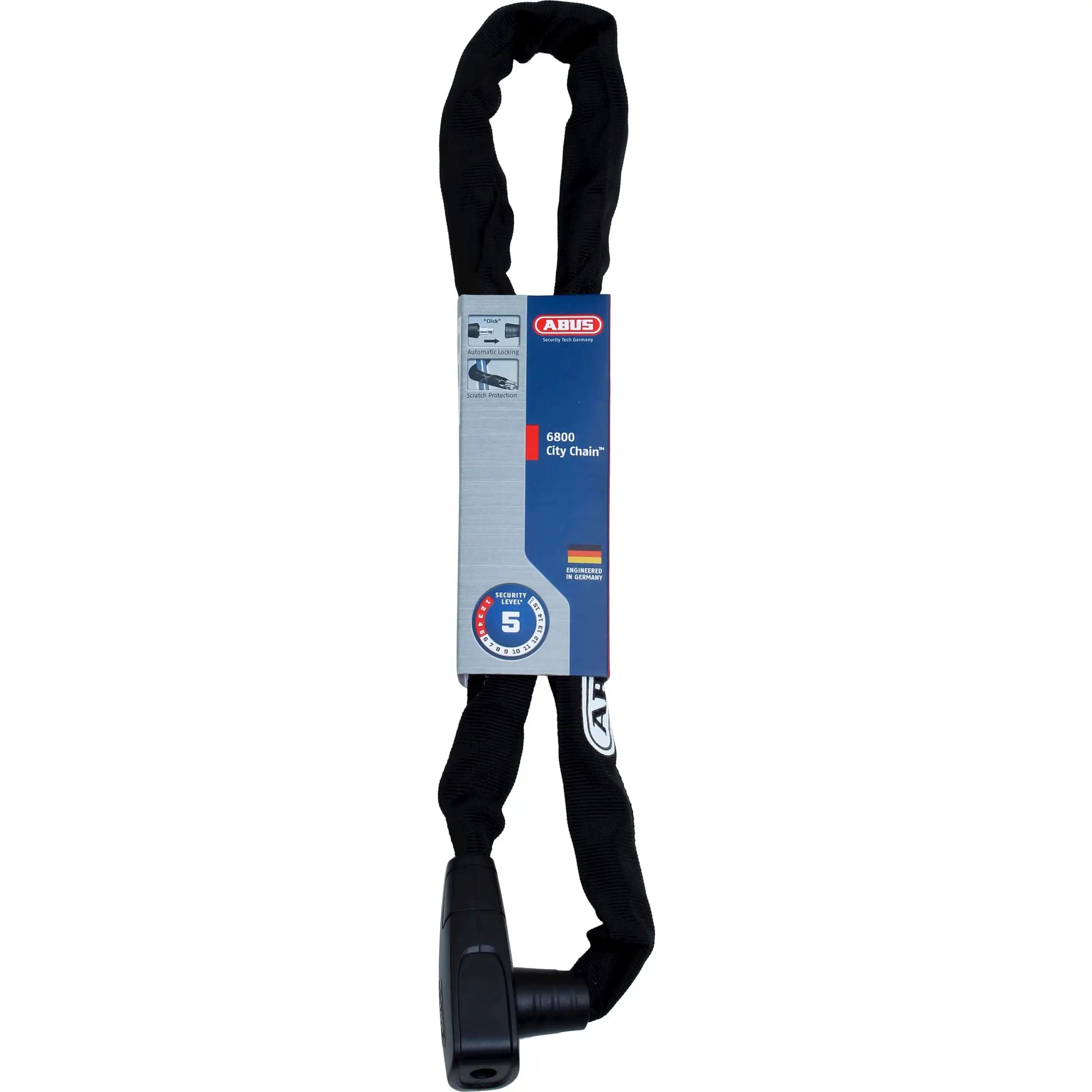 Abus Citychain 6800 kettingslot van 85 cm met 6 mm ketting, zwart stevig beveiligingsslot voor fietsen