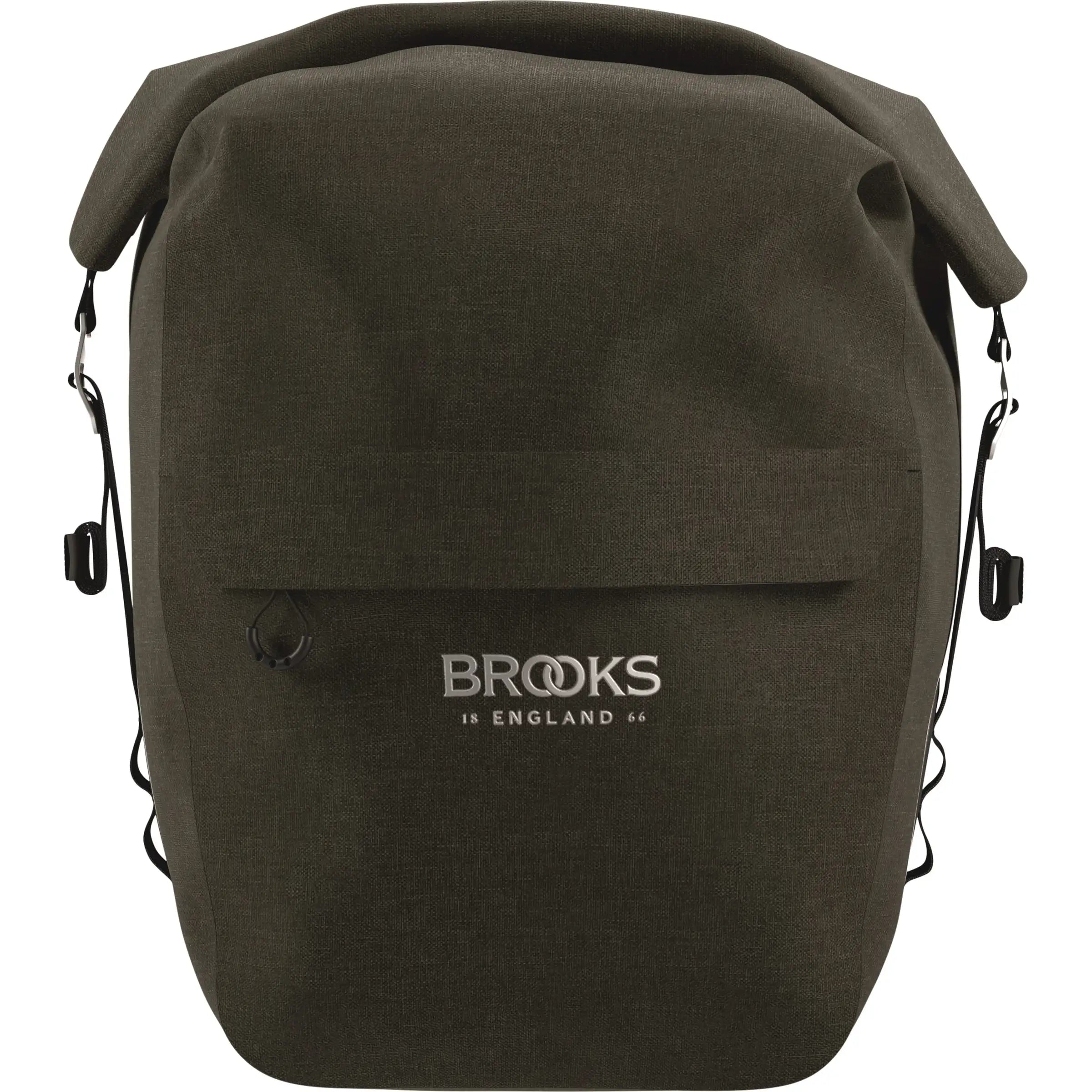 Brooks fietstas Enkel Scape L 18-22L, waterbestendige tas voor fietsgebruik, zwart met verstelbare riem en reflectie details