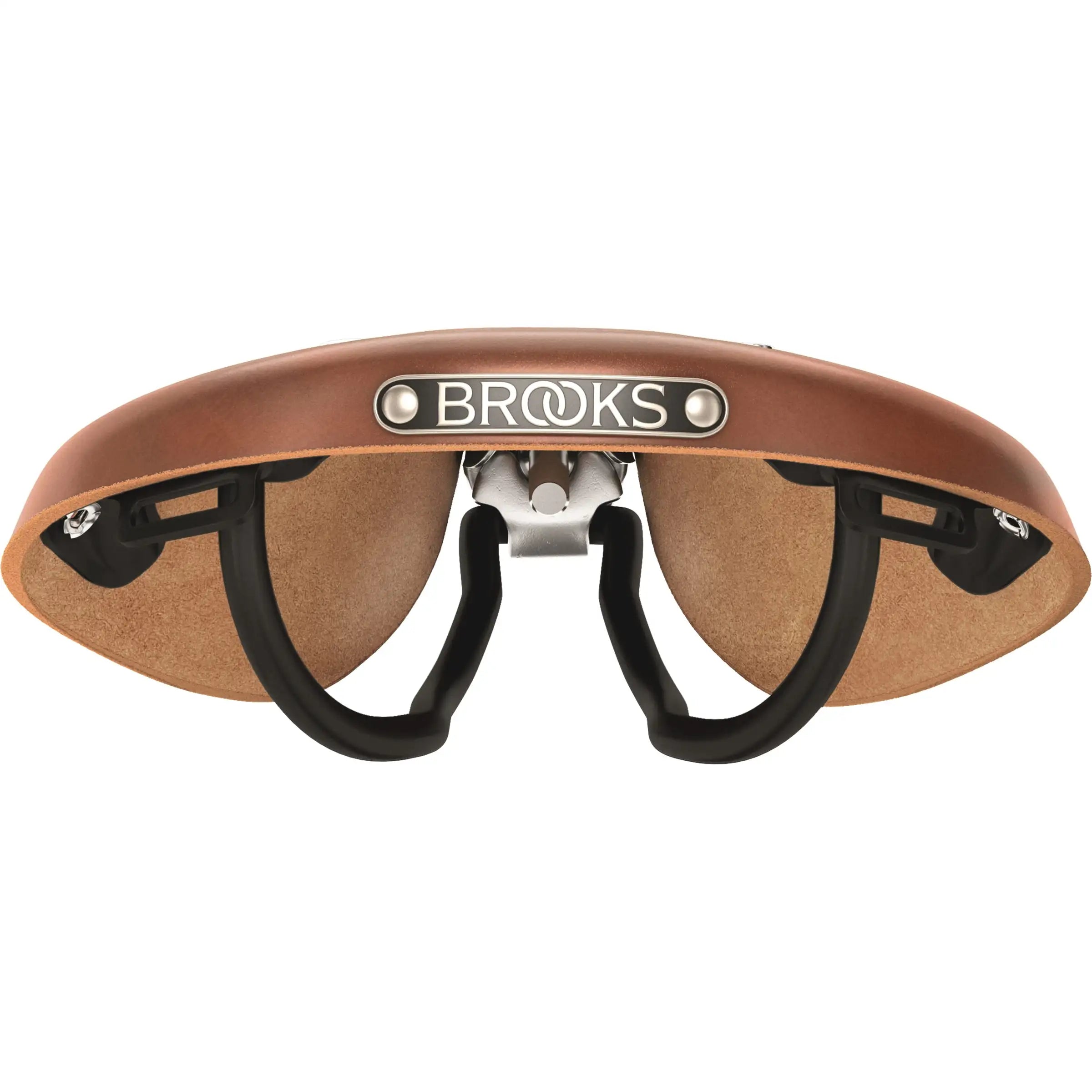 Brooks Fietszadel B17S voor dames, comfortabel stadsfiets en e-bike zadel, met leer en klassieke details, zichtbaar op de afbeelding.