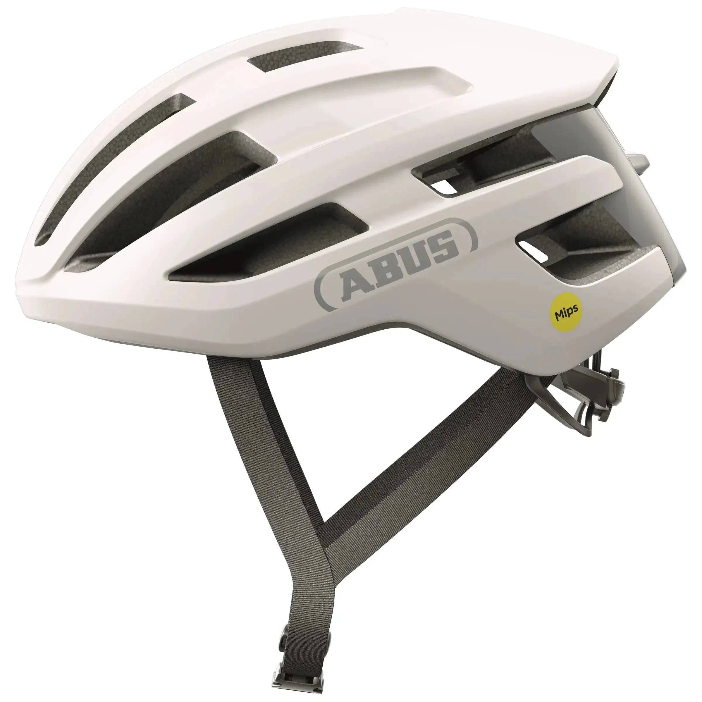 Abus Powerdome Mips racefietshelm in rood, maat S 51-55cm, gemaakt in Italië, met ventilatieopeningen en Mips bescherming.