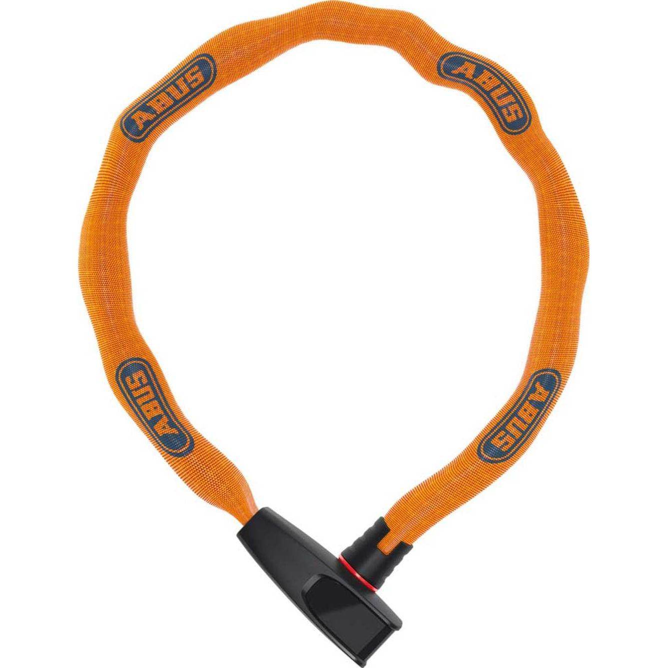 Blauw Abus Catena 6806K kettingslot van 85 cm lang en 6 mm dik met slothoes, geschikt voor fietsbeveiliging.