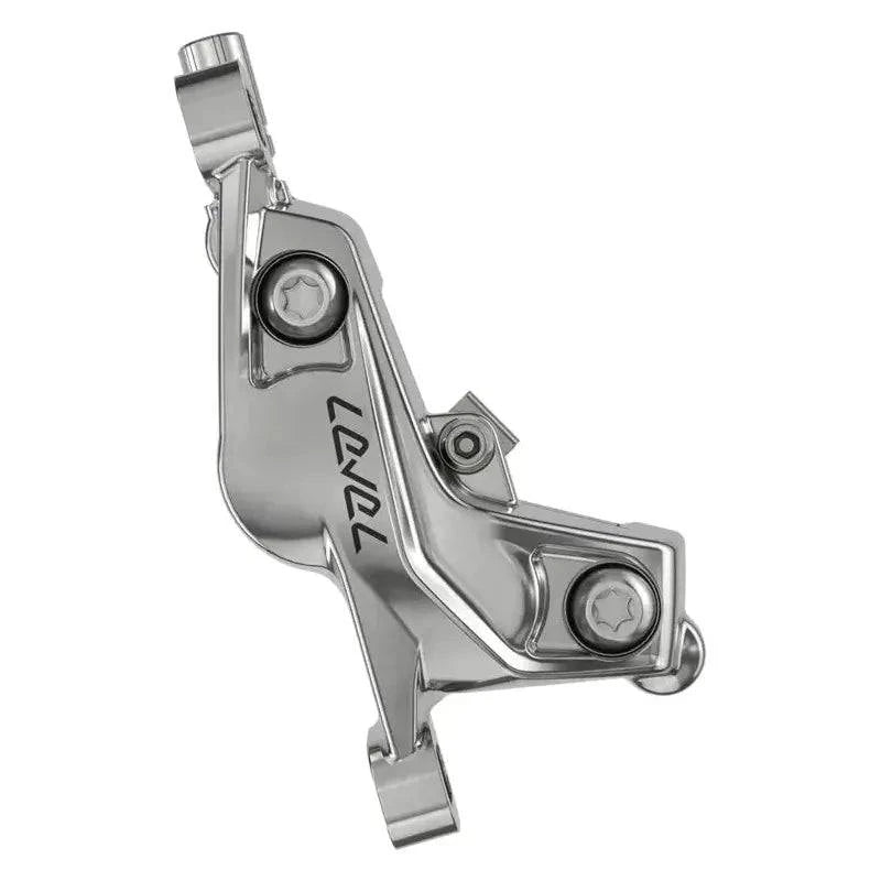 Sram Rem Level Ultimate C1 DB 4P schijfrem voor MTB, zwart en zilver, getoond vanaf de voorzijde met remklauw en schijf.