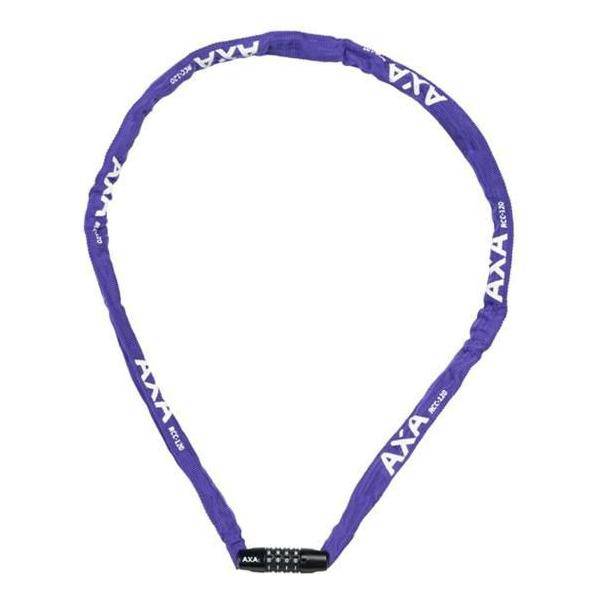 Axa Rigid RCC kettingslot van 120 cm met cijferslot en polyester hoes, blauw, stevig en geschikt voor beveiliging.