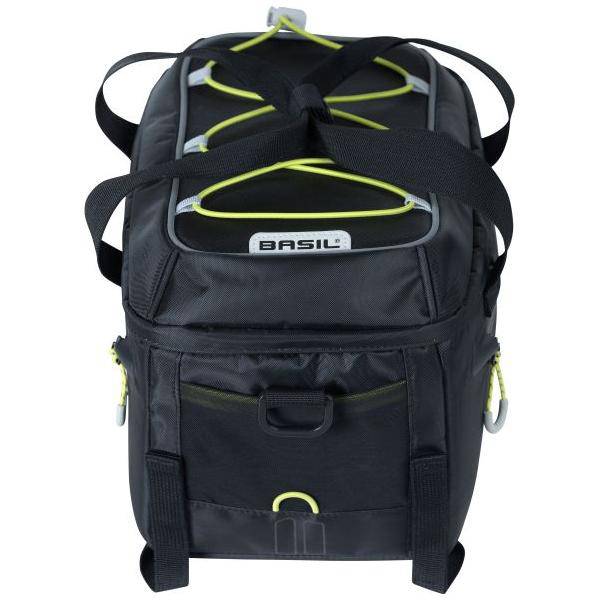 Zwarte Basil Miles bagagedragertas, 7 liter, 32 x 19 x 21 cm, stevige tas voor bagage en reizen