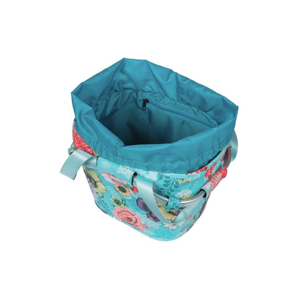Blauwe Basil Fietsmand Bloom Field Carry All voor- 15 liter, 27x37x25 cm, geschikt voor fietsdragers.