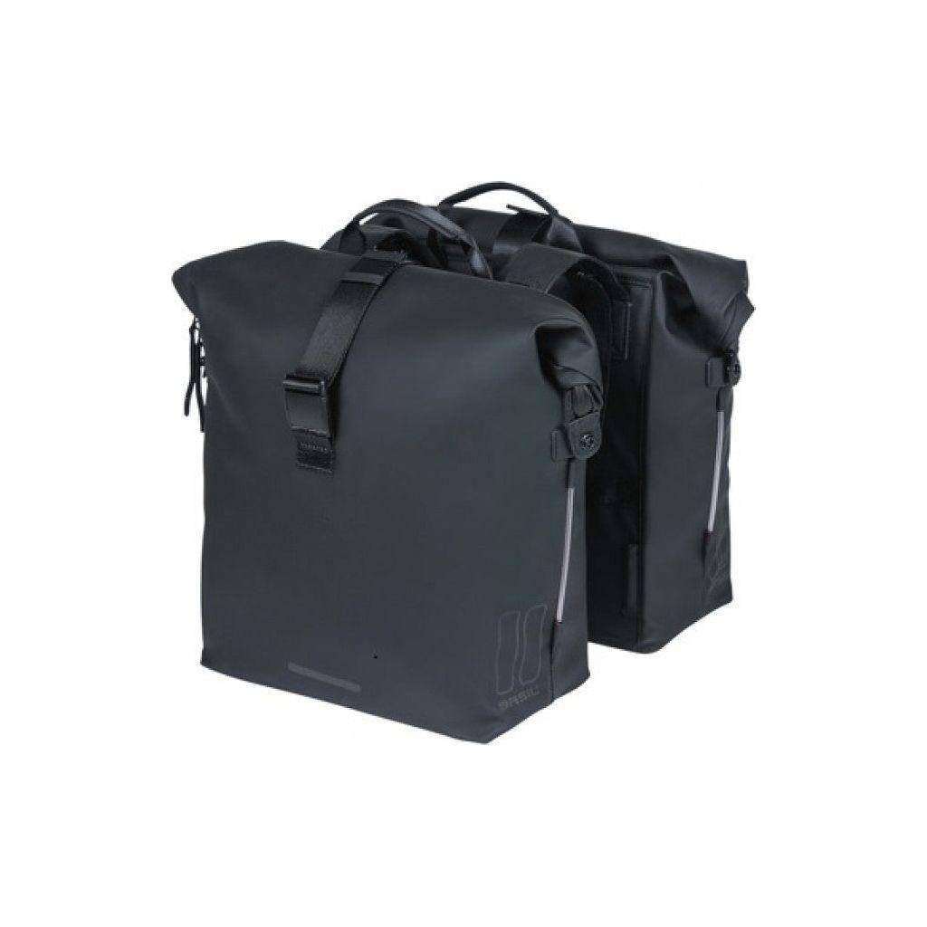 Basil Soho Nordlicht dubbele fietstas in pastel groen, 41 liter, 31x13x37 cm, geschikt voor fiets met dubbele bagagedrager