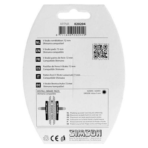 Simson Remschoenen V-Brake 72Mm - Le Coq Wielerartikelen