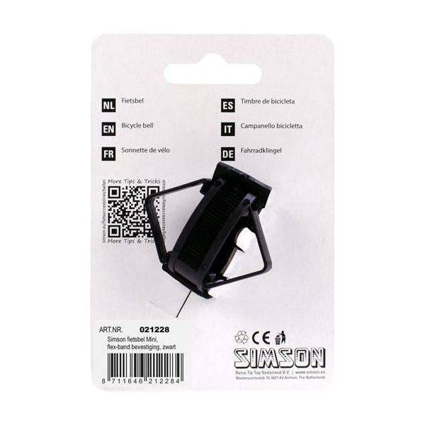 Simson Fietsbel Mini Met Flex-Band Bevestiging - Zwart - Le Coq Wielerartikelen