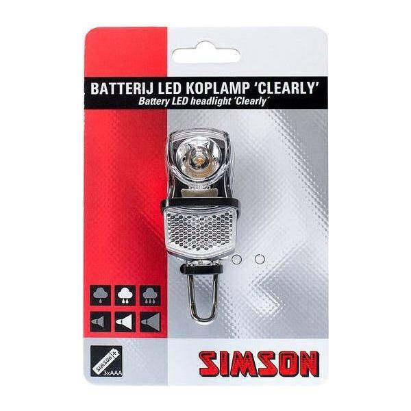 Simson Koplamp Voor Voorvork Led 'Clearly' - Met Batterijen - Le Coq Wielerartikelen