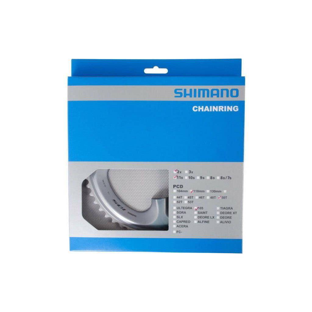 Shimano 105 FC-R7000 4-<wbr>Gats kettingblad 11-speed, zwart, 110 mm, geschikt voor racefiets, close-up van het kettingblad