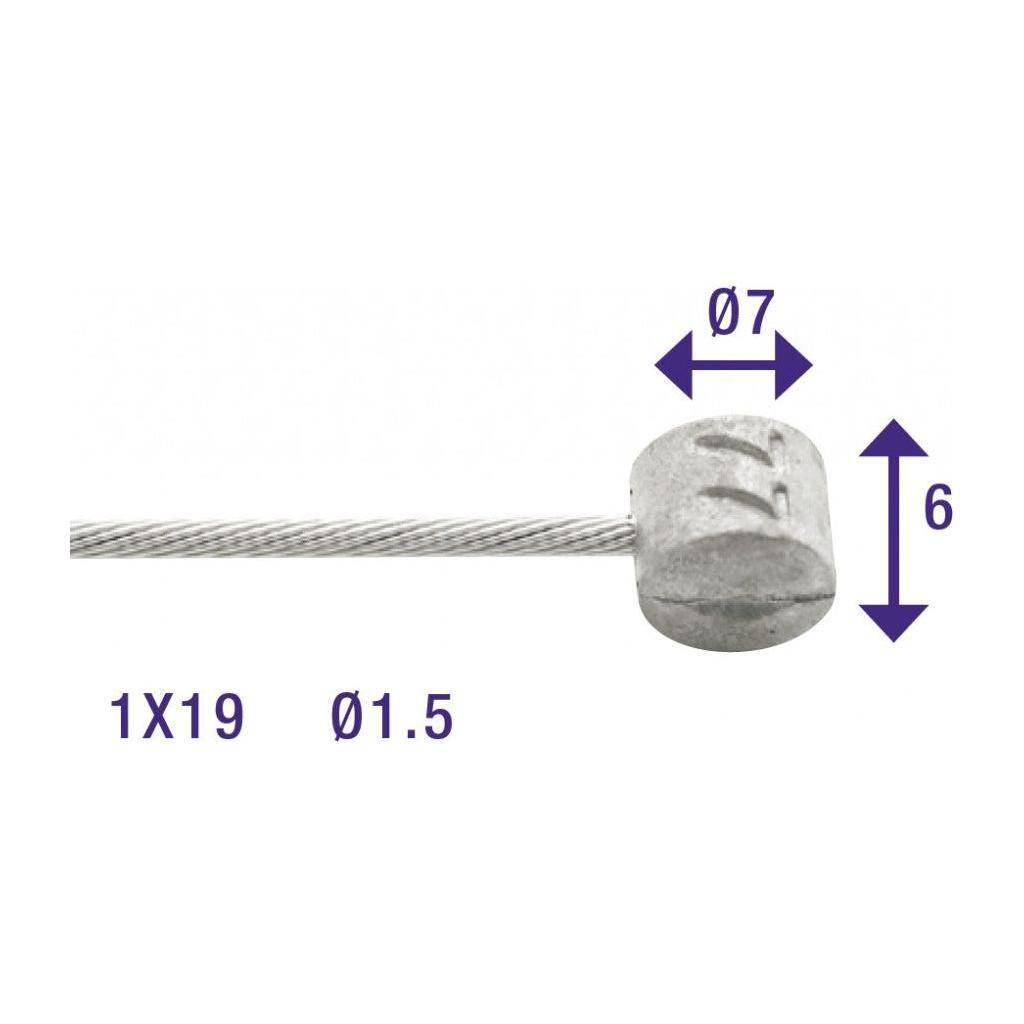 Elvedes 2250Mm Gegalvaniseerd Ø1,5Mm T-Nippel Rem Binnenkabel - Le Coq Wielerartikelen