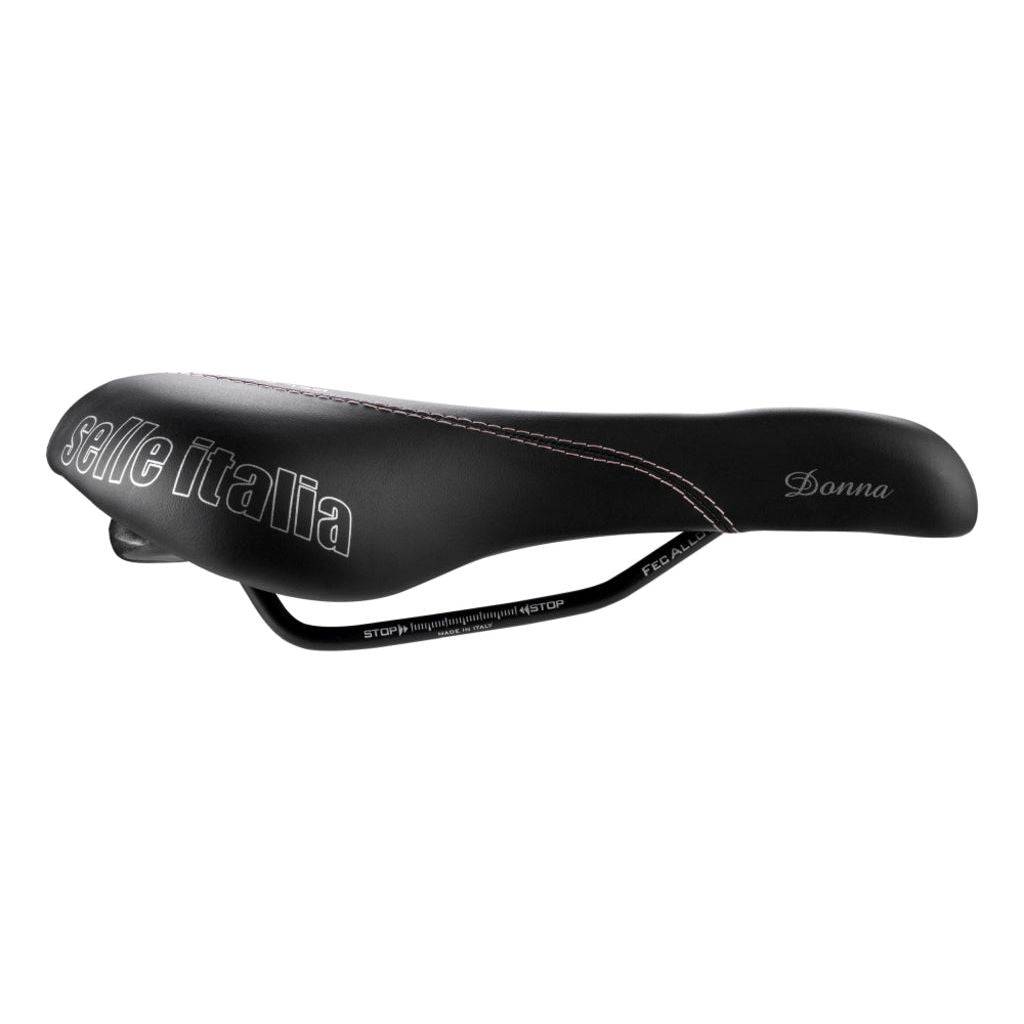 Zwart Selle Italia Donna L2 aluminium stadsfiets- en e-bike zadel met comfortabele vorm en stabiele bevestiging.