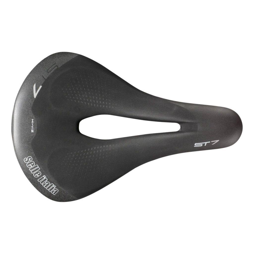 Zwart Selle Italia St7 Superflow L3 zadel met Ø7 Fec Alloy voor stadsfiets en e-bike, comfortabel en slijtvast design.