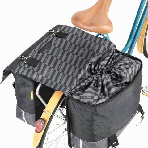 Urban Proof Gerecyclede dubbele fietstas 55 liter - zwart/grijs - Le Coq Wielerartikelen