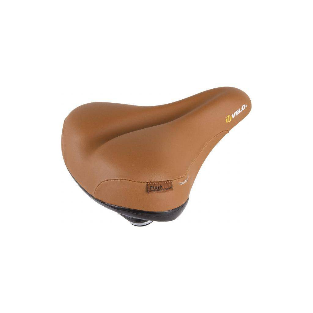 Velo Zadel Plush Met Elastomeer Vering - Bruin - Le Coq Wielerartikelen