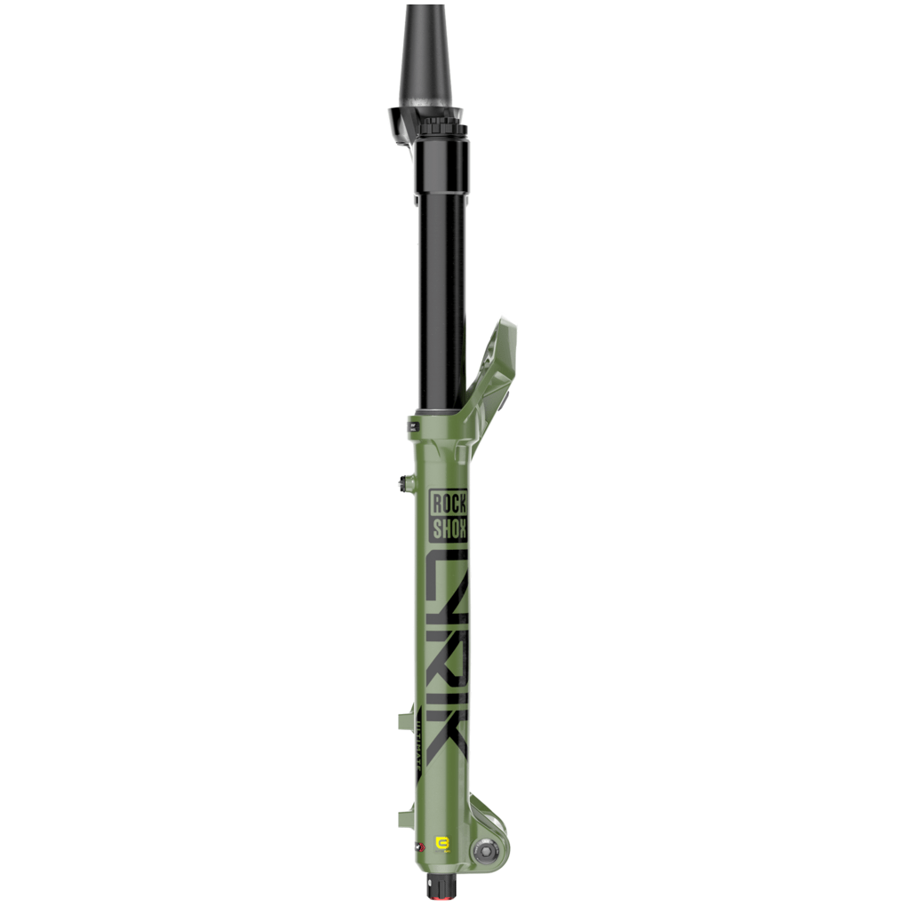 RockShox Lyrik Ultimate MTB voorvork 29 inch, 160mm veerweg, groene kleur, met 11/8-11/2 inch stuurmaat, zichtbaar in zijaanzicht