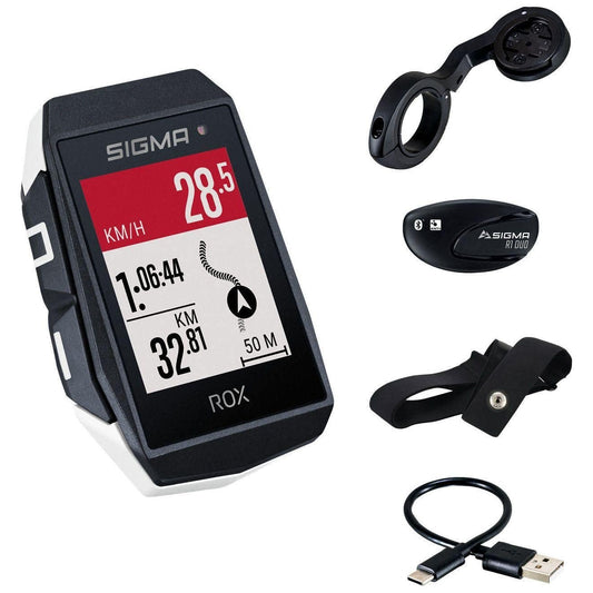 Sigma Gps Fietscomputer Rox 11.1 Evo Gps Hr Set Met Korte Butler Stuurhouder - Wit - Le Coq Wielerartikelen