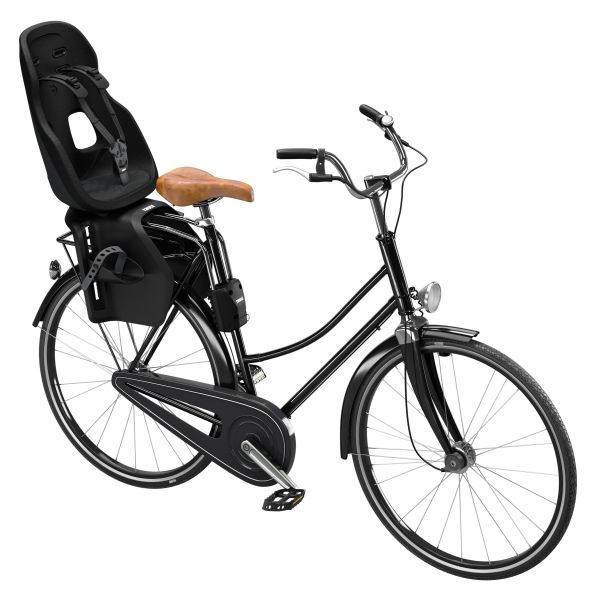 Thule Yepp Nexxt 2 Maxi achterzitje voor fietsframe, geschikt voor kinderfietsen, framebevestiging, zwart en comfortabel ontworpen.