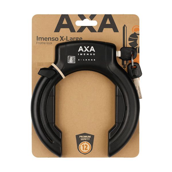 Zwarte Axa Imenso X-Large ringslot van 92 mm, ART 2, zichtbaar met stevige metalen behuizing en slotmechanisme