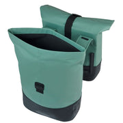 Basil Cove dubbele fietstas van gerecycled PET, geschikt voor 28-32 liter, universele brug, zwart met reflectie.