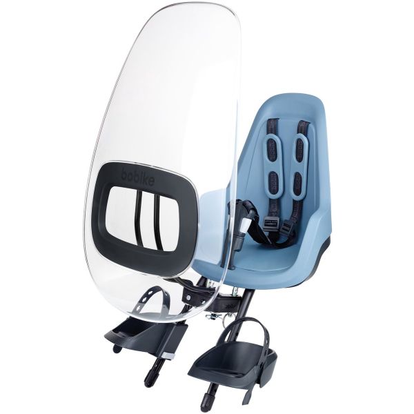 Bobike Windscherm One+ windscherm voor fiets, transparant en op maat gemaakt, beschermt tegen wind tijdens het fietsen.