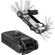Topeak Ninja Master+ gereedschapskist met T20 schroevendraaier en accessoires, compacte en draagbare fietstoolkit.