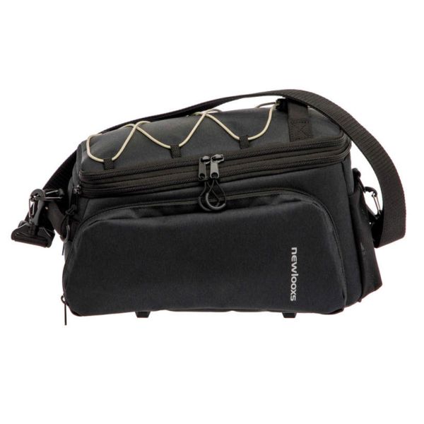 Zwarte New Looxs Sport Trunkbag MIK bagagedrager tas met 31 liter inhoud, geschikt voor fietsaccessoires en reisbenodigdheden.