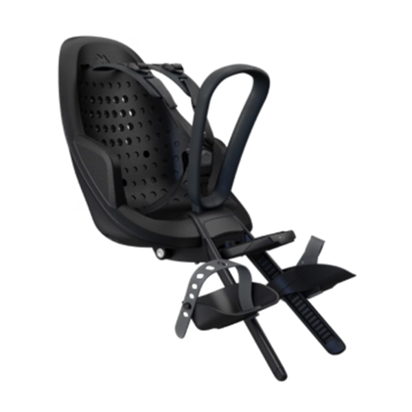 Thule Yepp 2 Mini fietsstoeltje voor met schokabsorberend schuim, geschikt voor jonge kinderen, comfortabel en veilig.