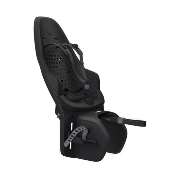 Thule Yepp 2 Maxi achterzitje voor fiets met bagagedragerbevestiging, geschikt voor veilige kinderzitjes op de fiets.