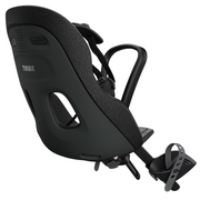 Lichtgewicht Thule Yepp Nexxt 2 Mini fietsstoeltje voor stuurmontage, geschikt voor jonge kinderen, zwart en comfortabel.