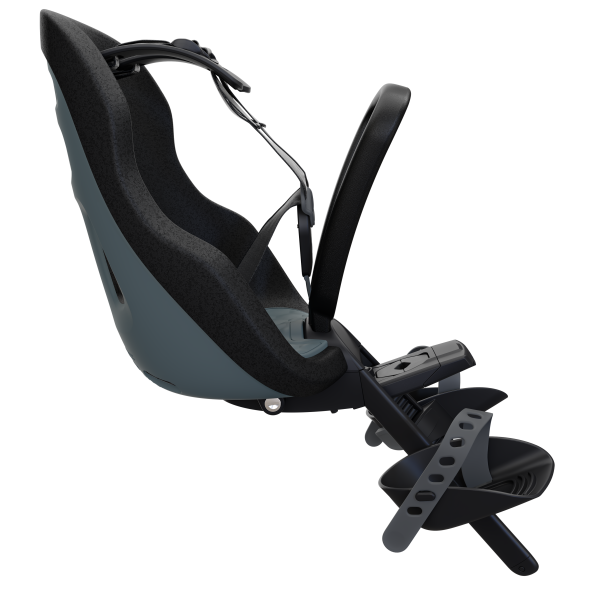 Lichtgewicht Thule Yepp Nexxt 2 Mini fietsstoeltje voor stuurmontage, geschikt voor jonge kinderen, zwart en compact.