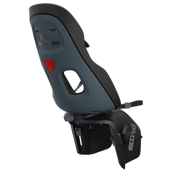 Lichtgewicht Thule Yepp Nexxt 2 Maxi fietszitje achterop met drager, geschikt voor kinderfiets, zwart en comfortabel.