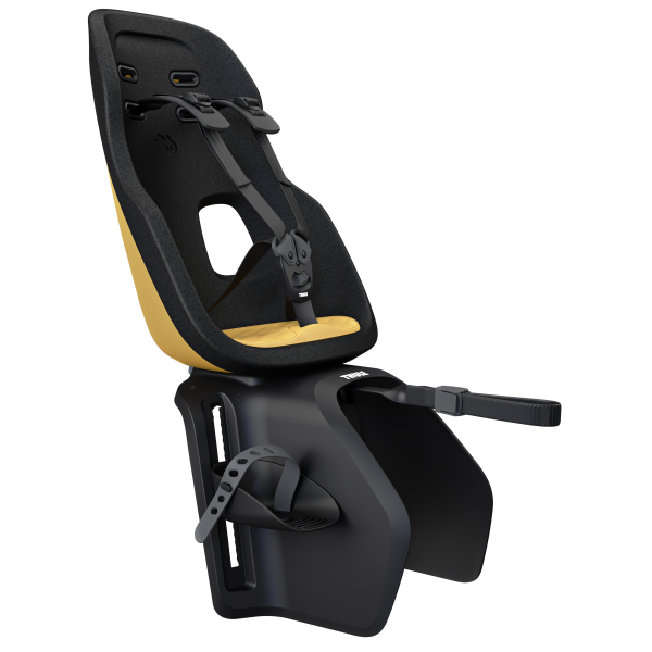 Lichte Thule Yepp Nexxt 2 Maxi achterzitje voor fiets, geschikt voor achterdrager, comfortabel en veilig voor kinderen.