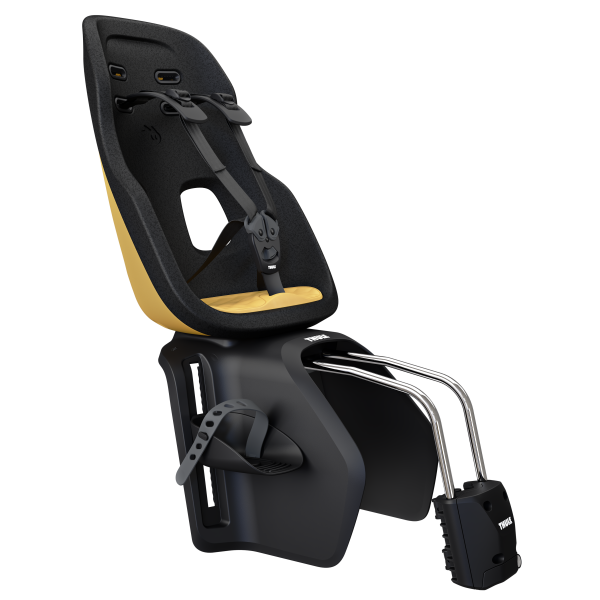 Kinderfiets achterzitje Thule Yepp Nexxt 2 Maxi voor frame montage, veilig en comfortabel voor jonge fietsers.