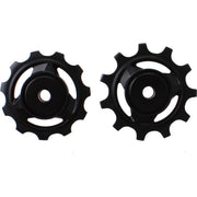 Zwart Shimano XTR RD-M9100/RD-M9150 derailleurwieltjes voor soepele schakeling en precisie bij mountainbiken.
