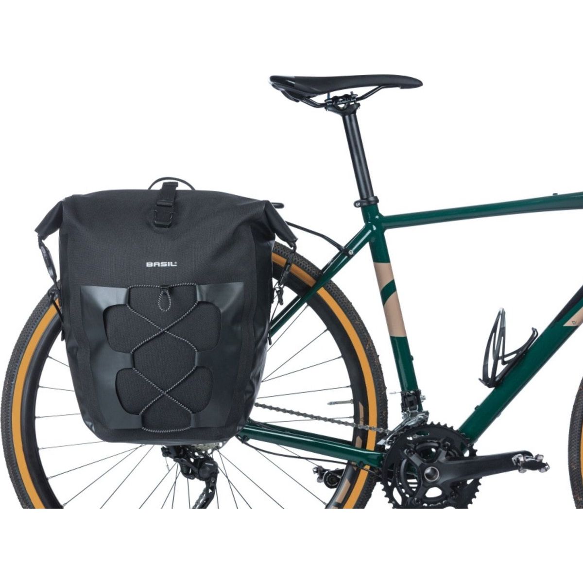 Zwarte Basil Navigator waterdichte enkele fietstas, 12-15 liter, bevestiging voor fiets, stevige en praktische bagageoplossing