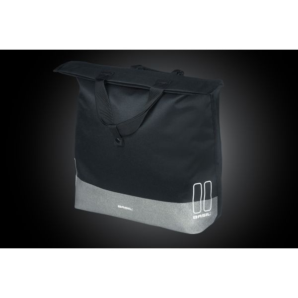 Basil Mara Evo 17-19 liter fietstas enkel met MIK-haken, waterbestendige Basil fietsshopper voor fietsmanden