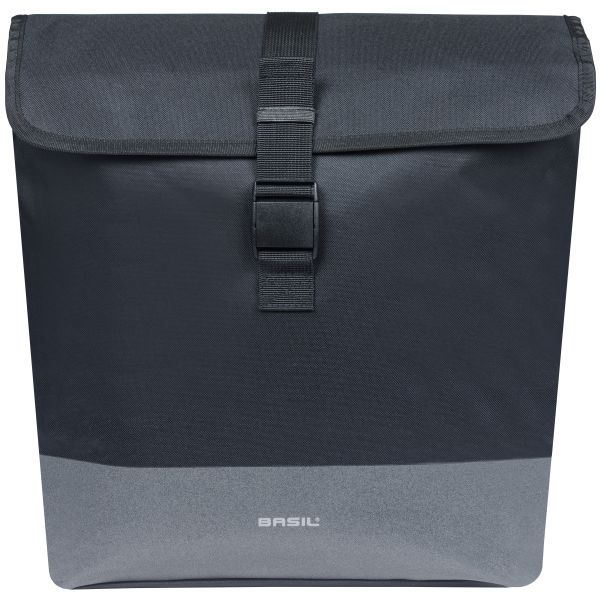 Basil Mara Evo fietstas enkel, 20-24 liter, met MIK-haken voor fietsmand of bagagedrager, zwart en waterbestendig.