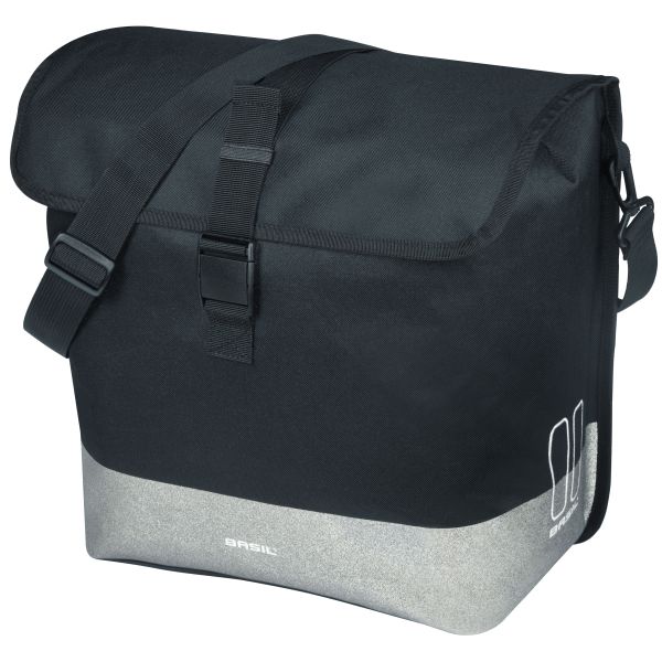 Basil Mara Evo fietstas enkel, 20-24 liter, met MIK haken, zwart en waterbestendig, geschikt voor fietsaccessoires en bagage